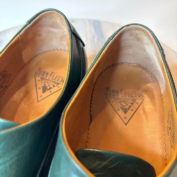 John Fluevog Green Leather Cap Toe Oxford Dress Shoes Men\'s Unique Stitch 10.5 main image 4